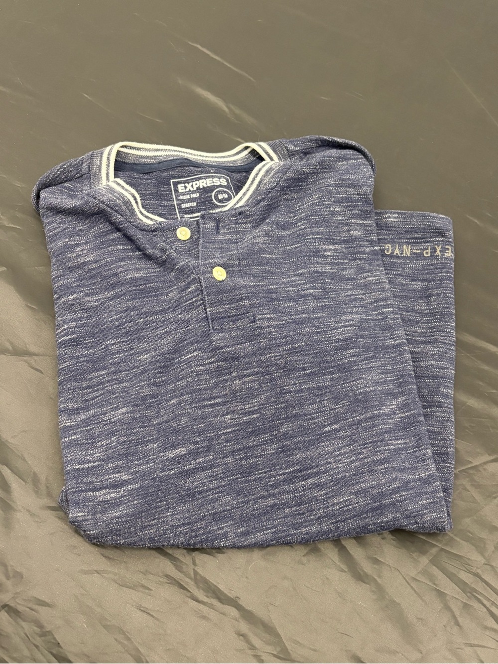 Express Navy Heather Cotton Henley Shirt
